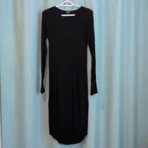 EUC Sz S Kit & Ace black long sleeve cotton jersey midi/maxi shirt dress